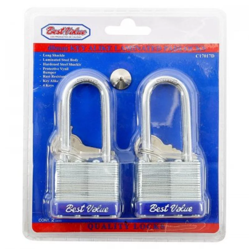 Set De 2 Candados Laminados Best Value C17017D-Plateado