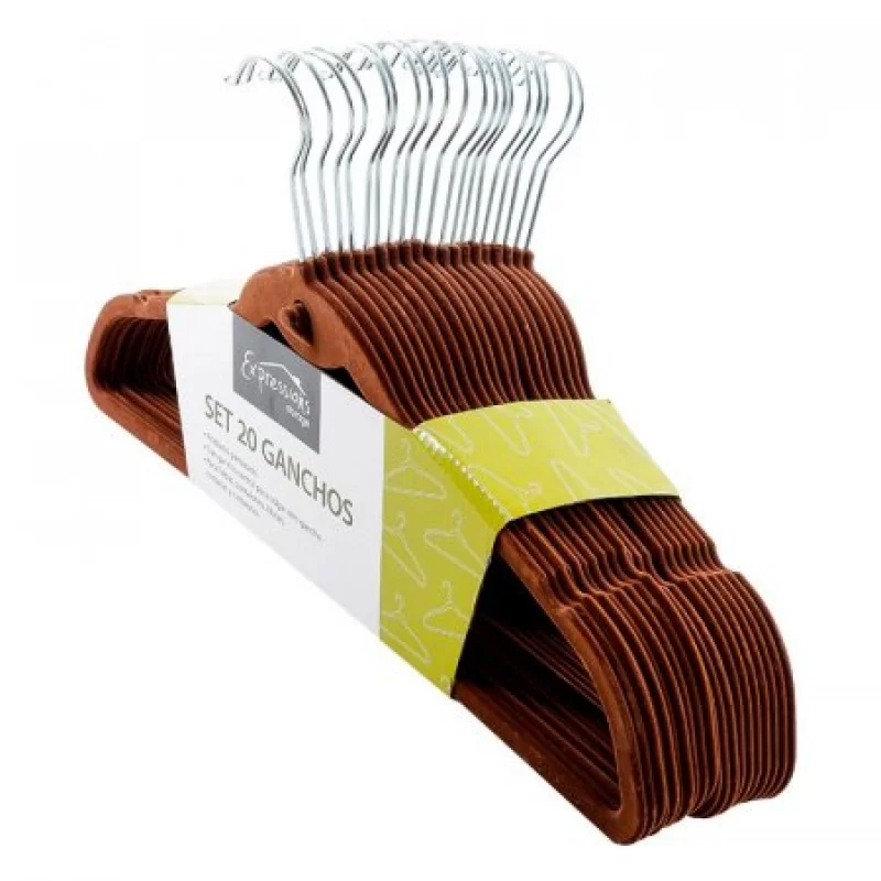 Set De 20 Ganchos Gamuza Expressions Storage-Café