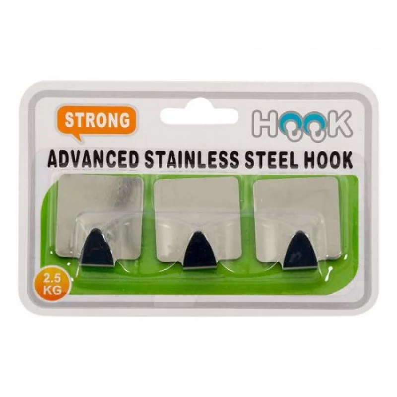 Set De 3 Ganchos Hook Adhesivo Jk-008-Plateado