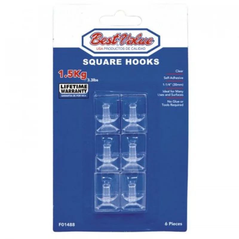 Set de 6 Ganchos Cuadrados Autoadhesivos