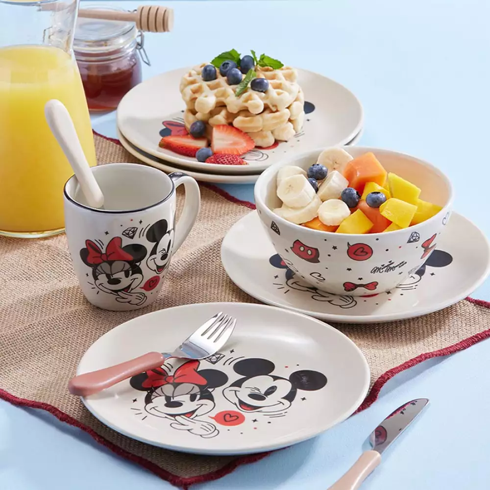 Set De Desayuno Corona Mickey Multicolor 3 Pz Ceramica Sl11321