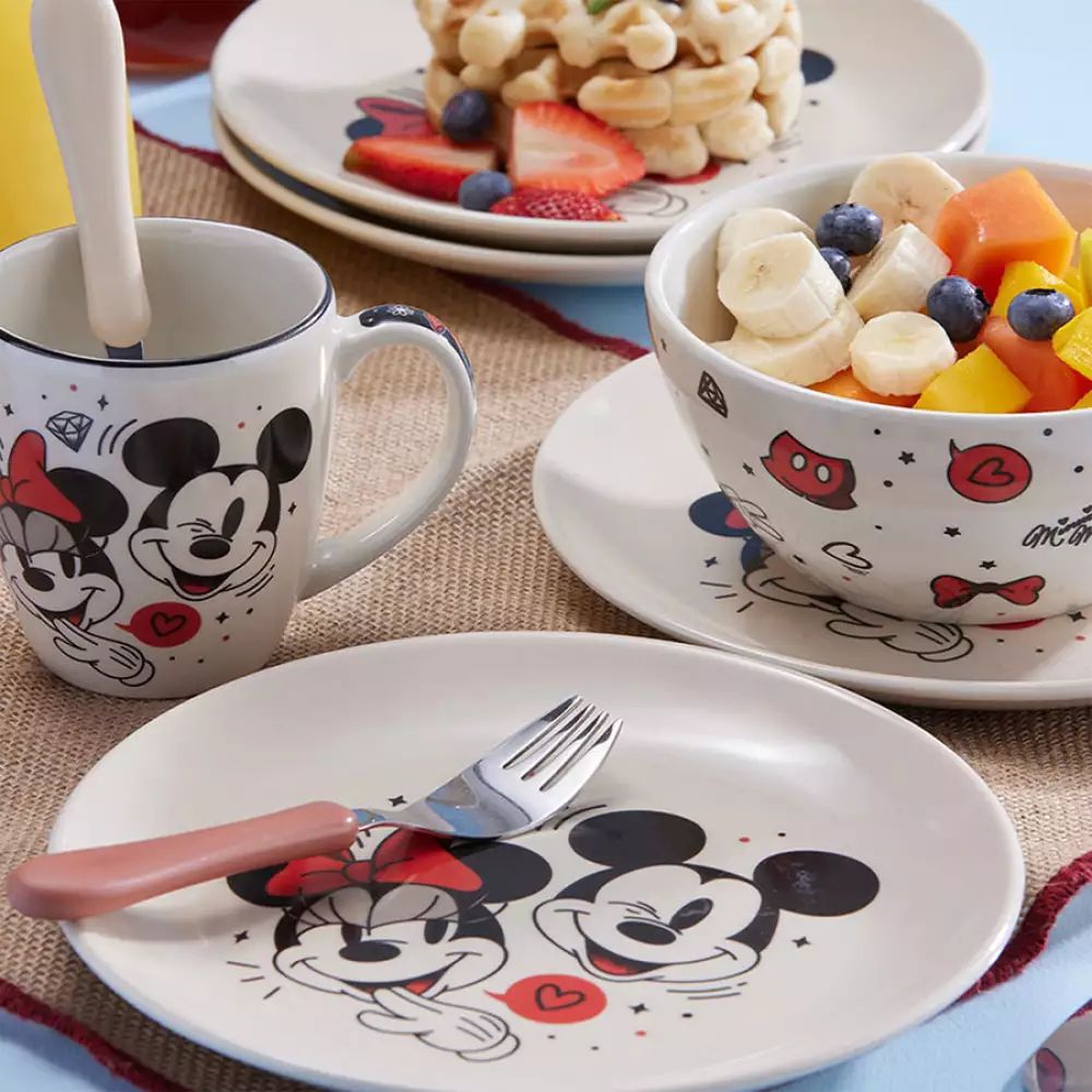 Set De Desayuno Corona Mickey Multicolor 3 Pz Ceramica Sl11321