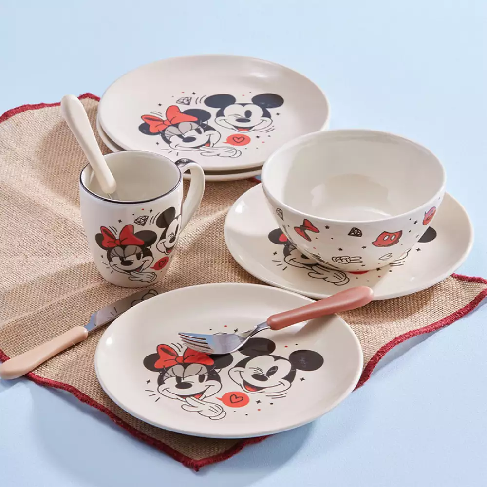 Set De Desayuno Corona Mickey Multicolor 3 Pz Ceramica Sl11321