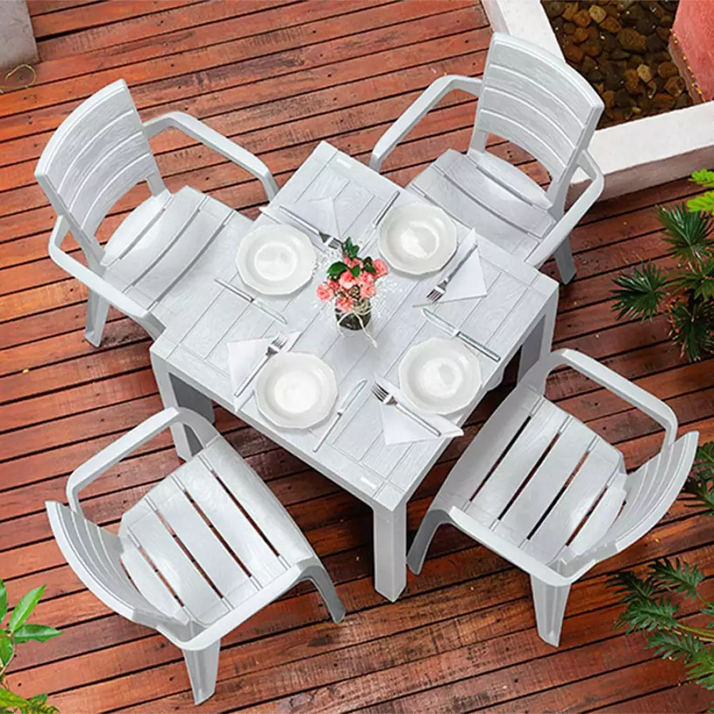 Silla Exterior Rimax Baru Con Brazos 58X82X59Cm Gris Hielo Plastico