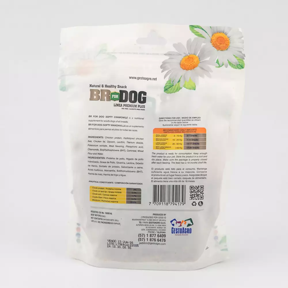 Snack Perro Br For Dog 417170 200 Gr Semiblando Herbal Manzanilla
