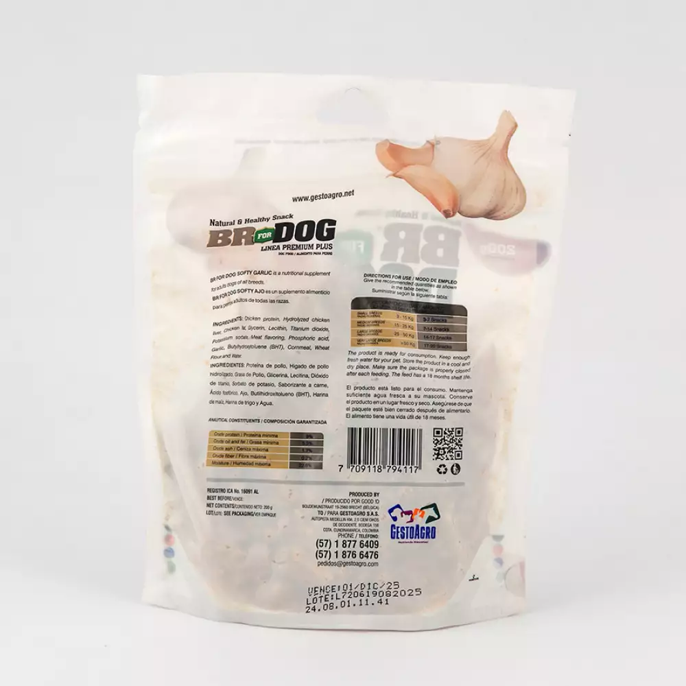 Snack Perro Br For Dog 418170 200 Gr Semiblando Herbal Ajo