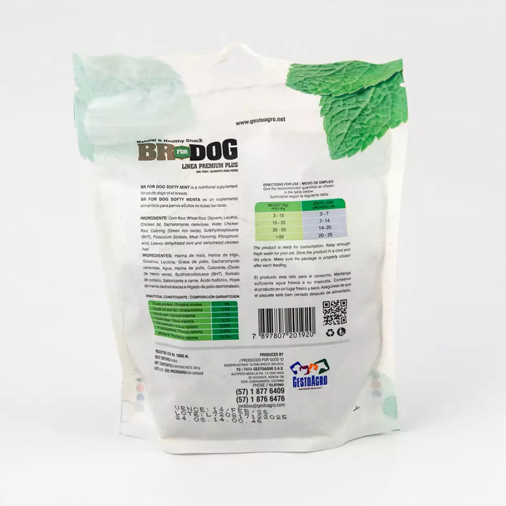 Snack Perro Br For Dog 419170 200 Gr Semiblando Herbal Mint