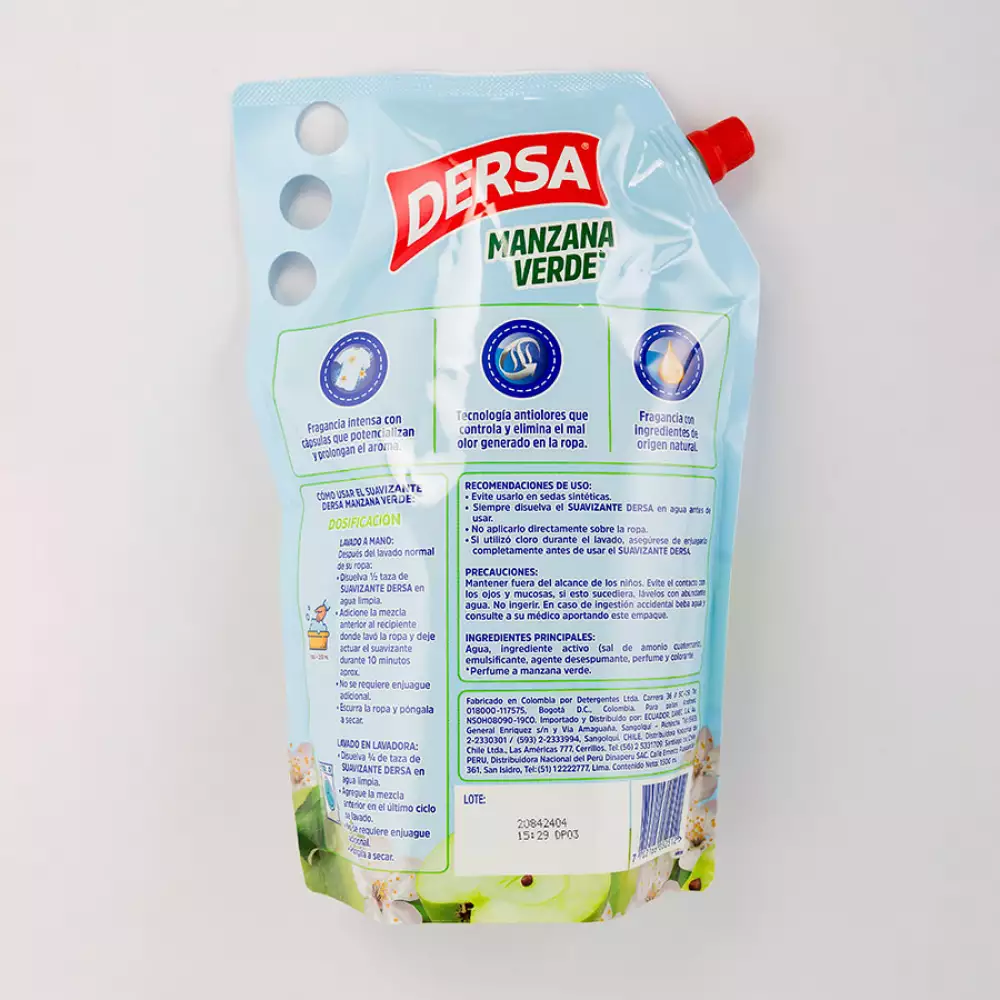 Suavizante Dersa 9766 Doy Pack  1500 Ml Manzana 17x30x8cm
