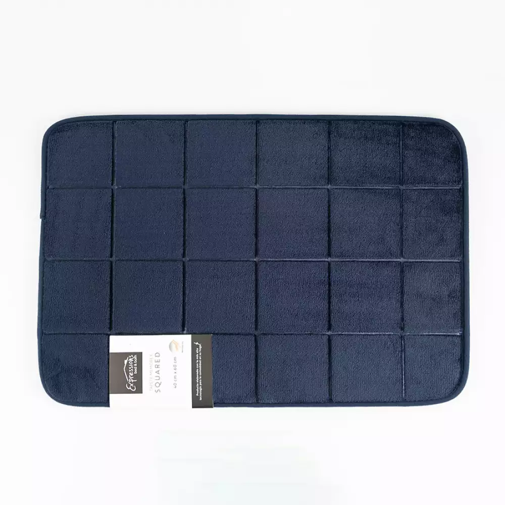 Tapete De Bano Expressions Memory 60X40Cm Azul Oscuro Poliester M