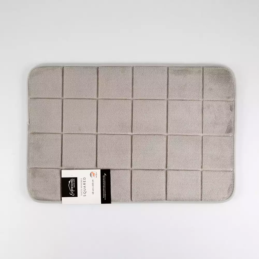 Tapete De Bano Expressions Memory 60X40Cm Gris Claro Poliester Md