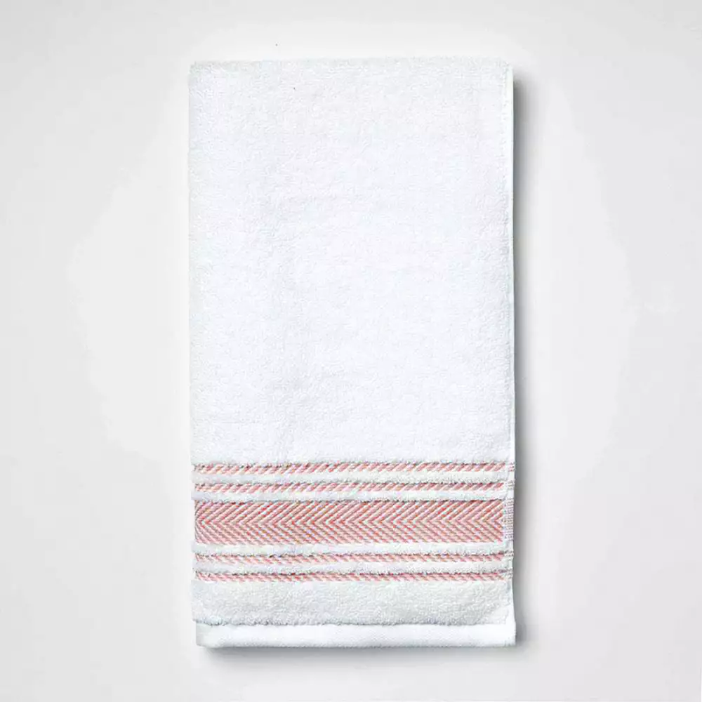 Toalla de mano 550 GSM blanca con borde fire whirl 40cmx70cm