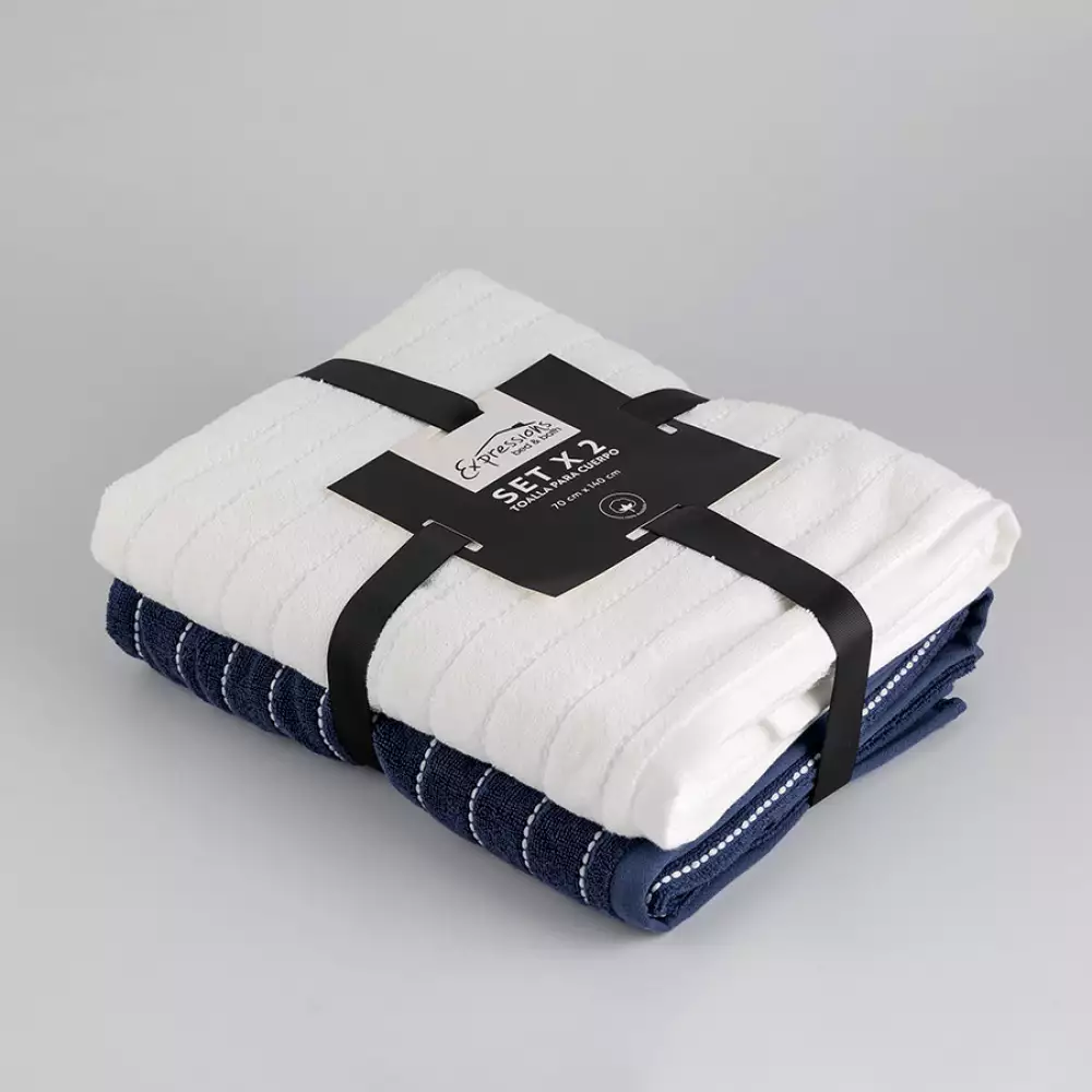 Toalla Expressions Set Magestic 70X140Cm Azul Oscuro 600 Gr 2 Ud