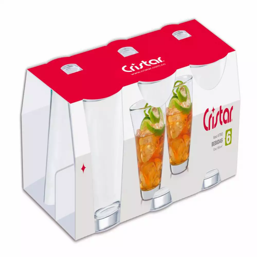 Vasos cristar  setx6 359ml vitro bebidas en vidrio 0684cl6