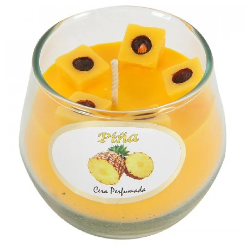 Vela Decorativa En Vidrio Cererías Aroma A Piña