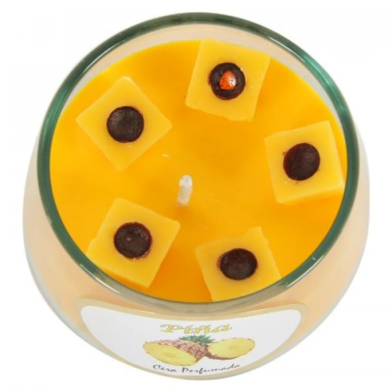 Vela Decorativa En Vidrio Cererías Aroma A Piña