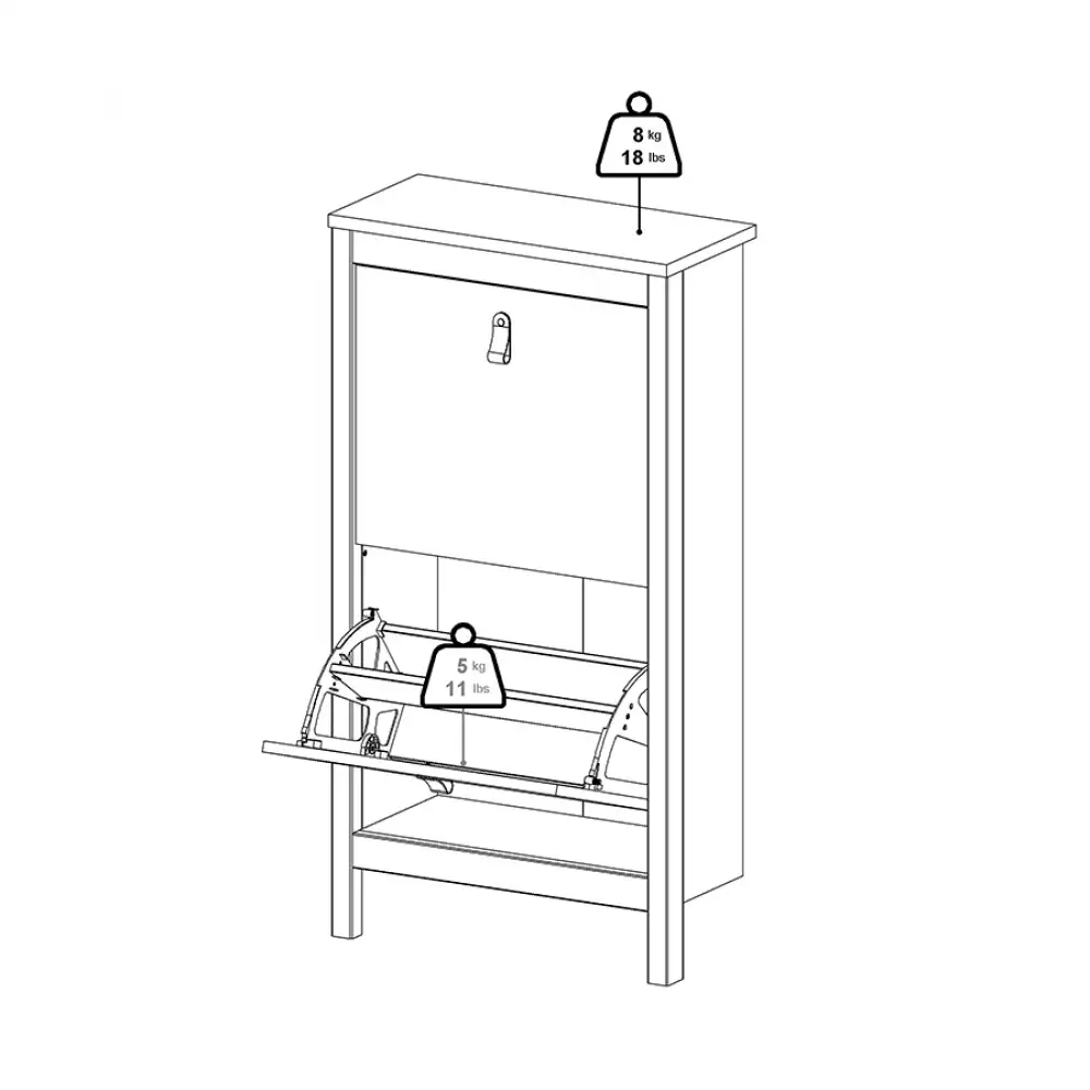 Zapatero Madrid 2 Cajones Blanco