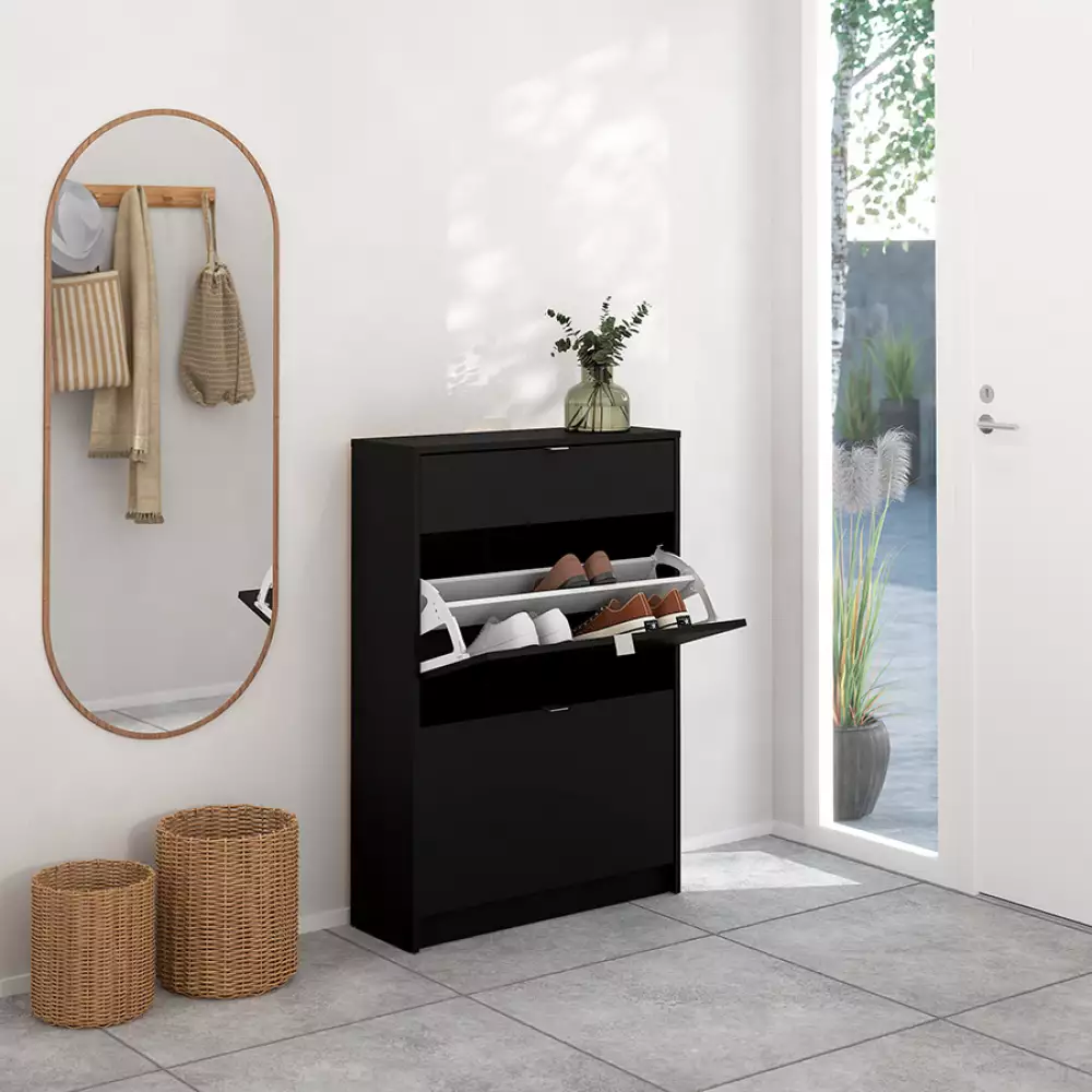 Zapatero Tvilum Shoes 70X24X125Cm Negro