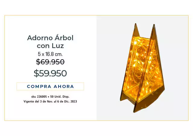 adorno árbol con luz