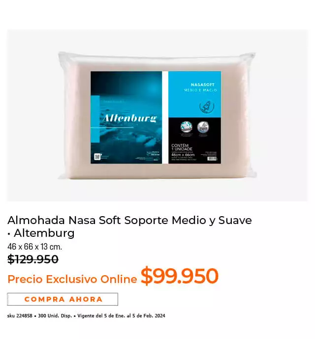 almohada nasa soft soporte medio y suave