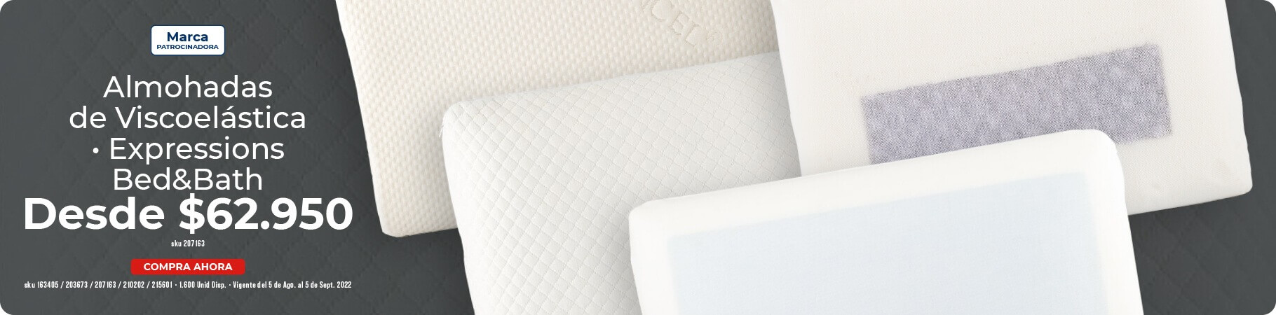 Almohadas de viscoelástica desde $62.950