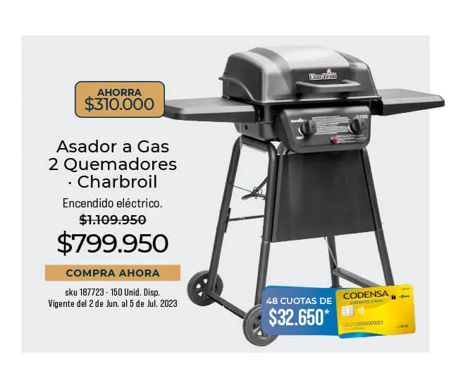 asador a Gas 2 quemadores