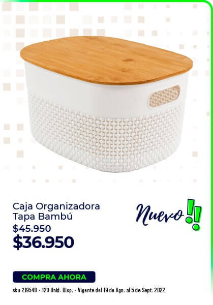 Caja organizadora con tapa en bambú
