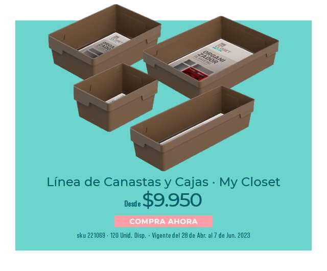 líneas de canastas y cajas