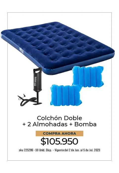 colchon doble + 2 almohada + bomba