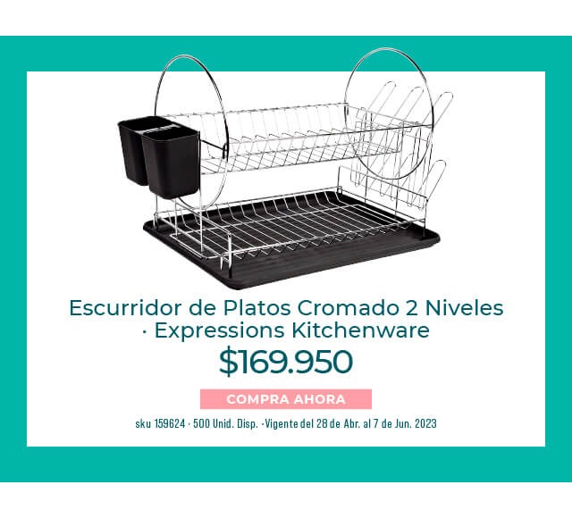 Escurridor de platos cromado 2 niveles