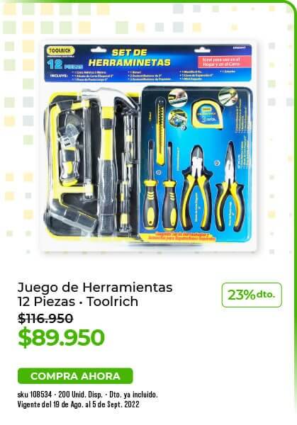 Juego de herramientas 12 piezas