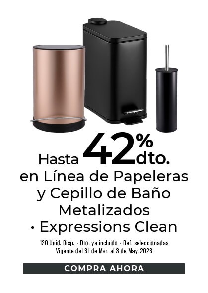 línea de papeleras y cepillo de baño