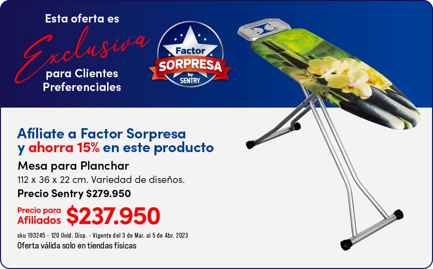 factor sorpresa mesa para planchar
