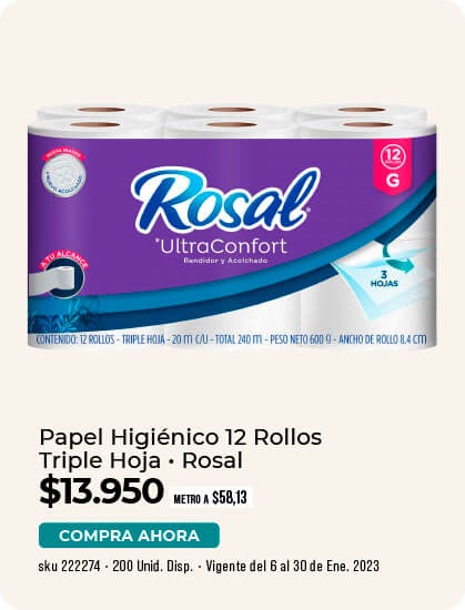 Papel higiénico 12 rollos triple hoja