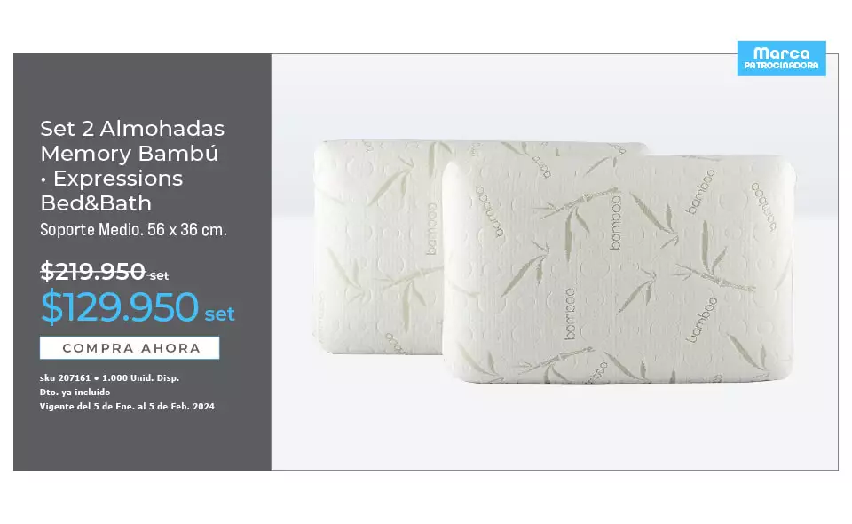 set 2 almohadas memory bambú