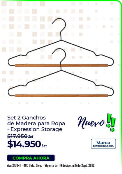 Set 2 ganchos para ropa