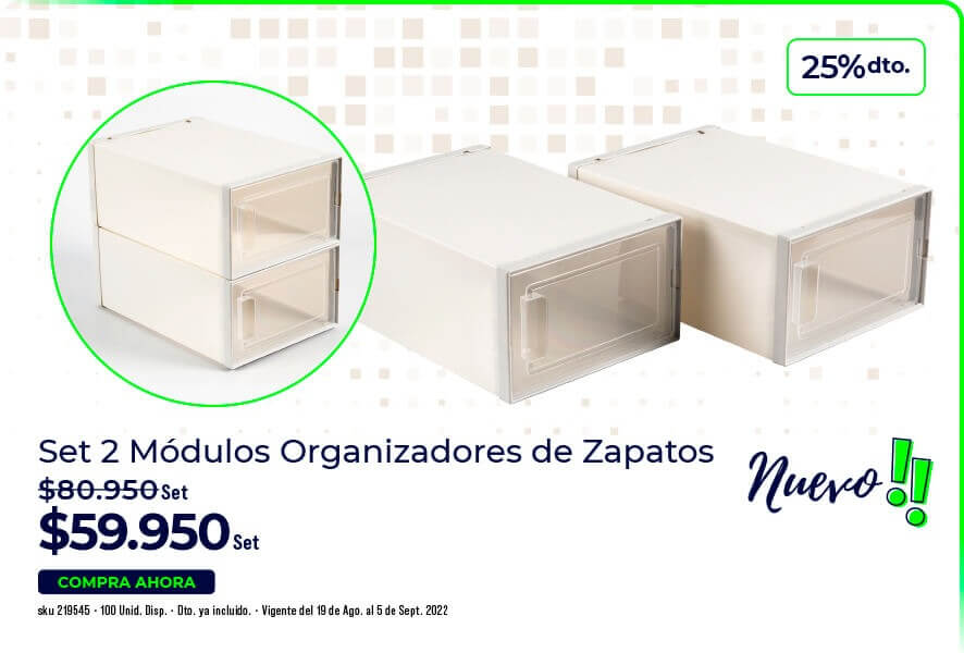 Set 2 módulos organizadores zapatos