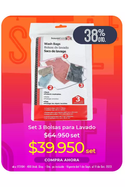 set 3 bolsas para lavado