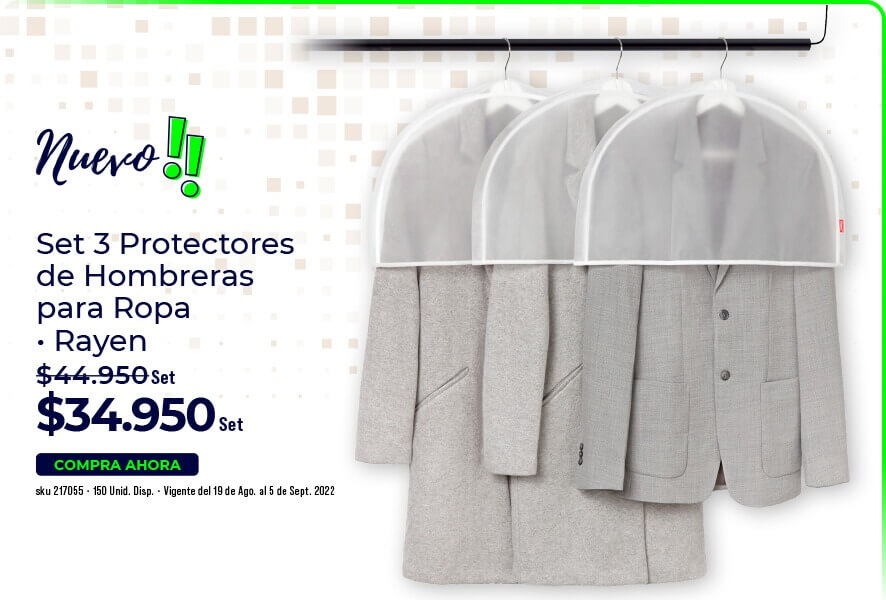 Set 3 protectores de hombreras para ropa