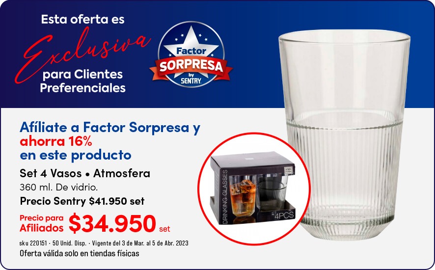 factor sorpresa set vasos