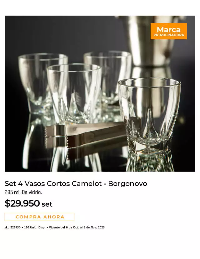 set 4 vasos cortos camelot