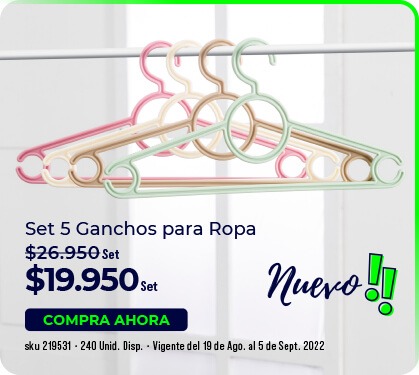 Set 5 ganchos para ropa
