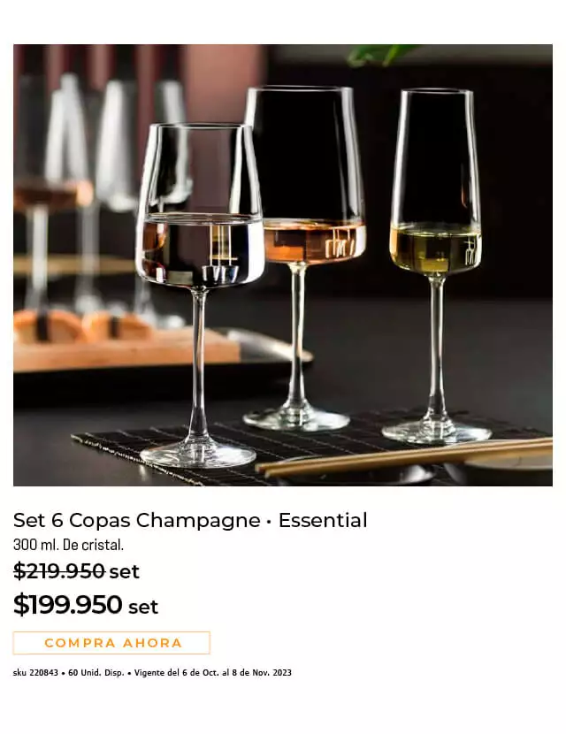 set 6 copas champagne