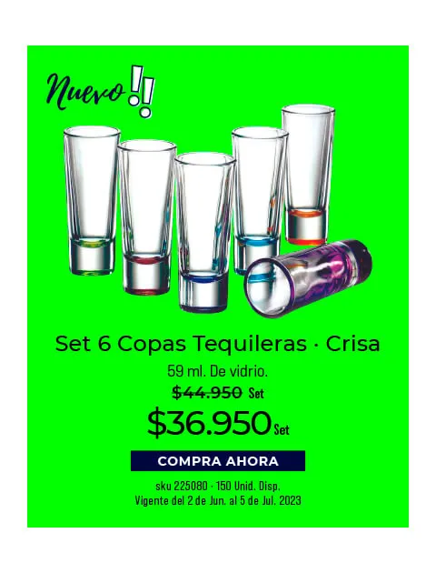 set 6 copas tequileras