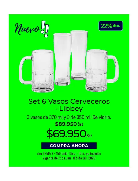 set 6 vasos cerveceros