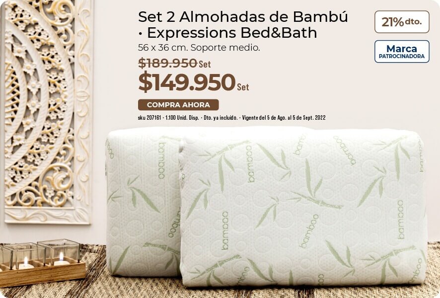 Set 2 almohadas bambú