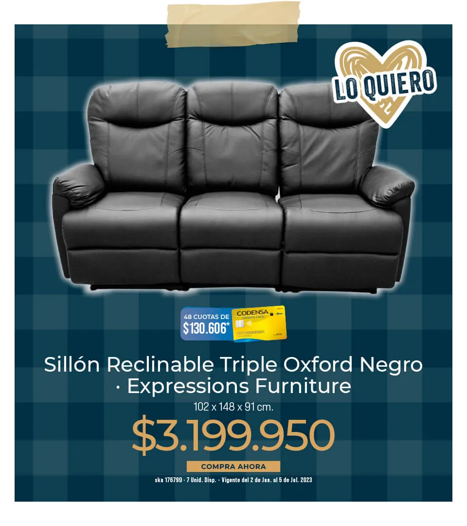 Sillón reclinable triple