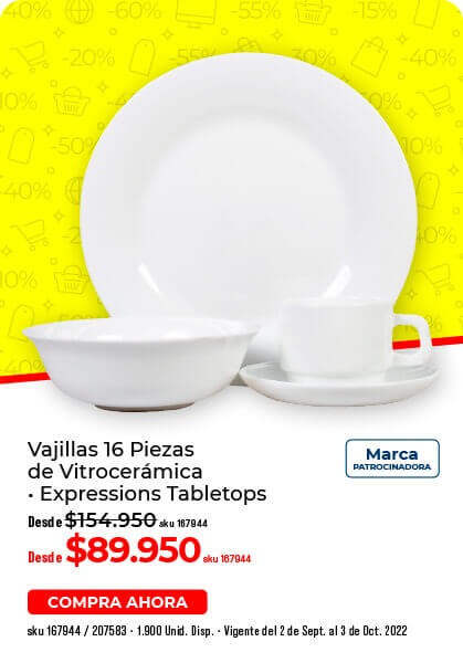 Vajilla 16 piezas vitrocerámica